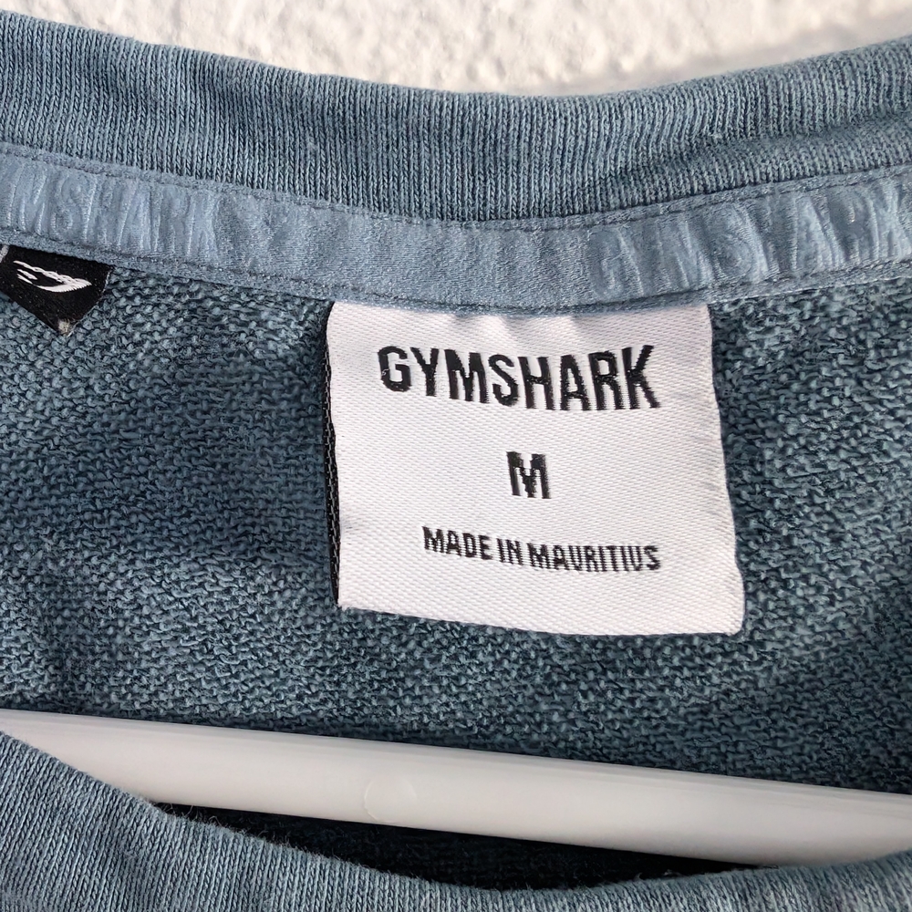 Gymshark Womens Crop 1/2 Sleeve Sweatshirt Top Medium Blue - Picture 4 of 5